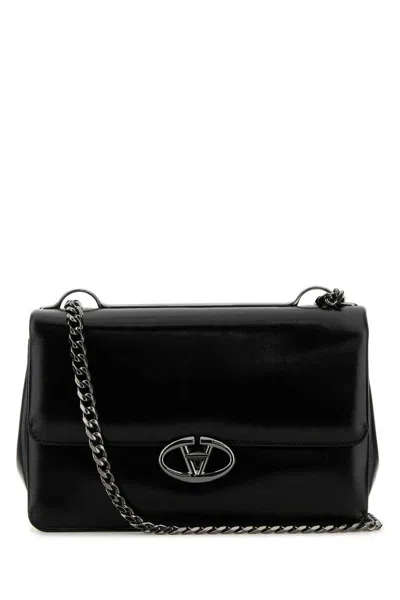 Valentino Garavani Women Black Leather Medium Vlogo Shoulder Bag