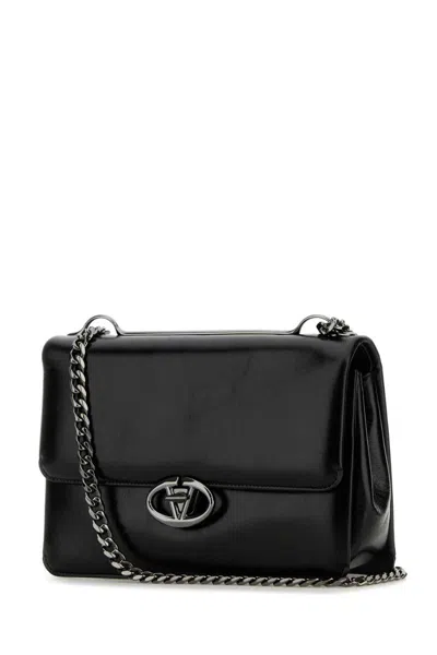 Valentino Garavani Women Black Leather Medium Vlogo Shoulder Bag