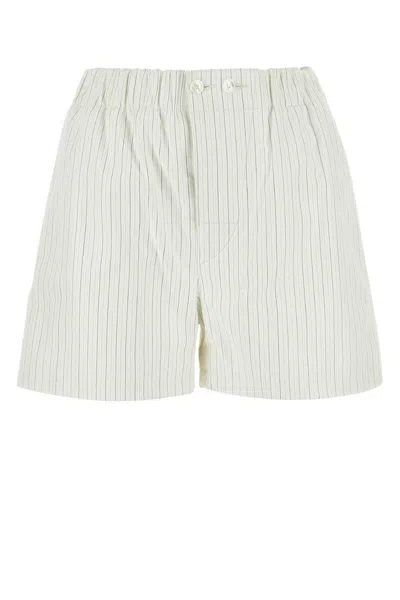 Bottega Veneta Pinstripe Poplin Shorts In White