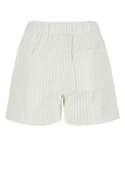 Bottega Veneta Pinstripe Poplin Shorts In White