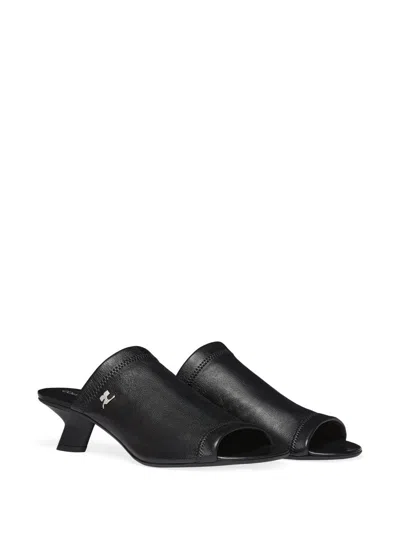 Courrèges Black Leather Heels In Black