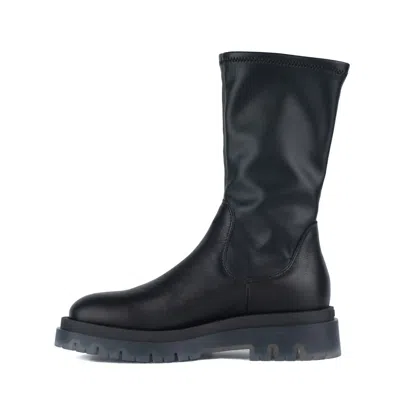 Copenhagen Black Vegan Smooth And Stretchy Leather Bootsalie In Black