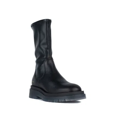 Copenhagen Black Vegan Smooth And Stretchy Leather Bootsalie In Black