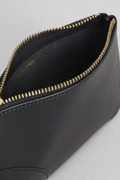 Comme Des Garçons Leather Coin Case With Logo And Zip In Black