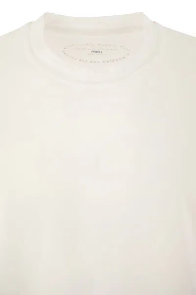 Fedeli White Cotton T-shirt In Neutral