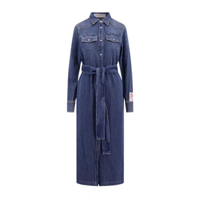 Golden Goose Chemisier Midi Dress With Classic Collar And Belted Waist