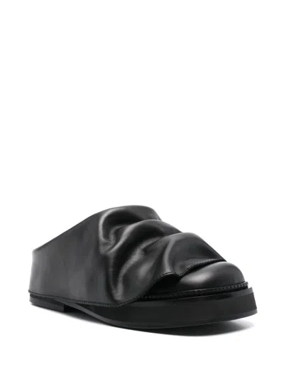 Attico Black Leather Mules