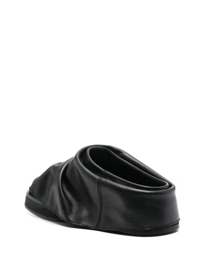 Attico Black Leather Mules