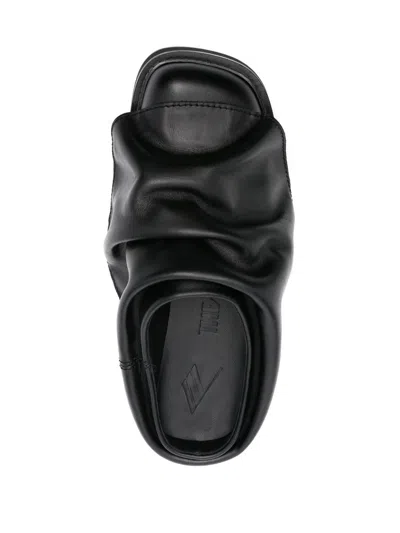 Attico Black Leather Mules