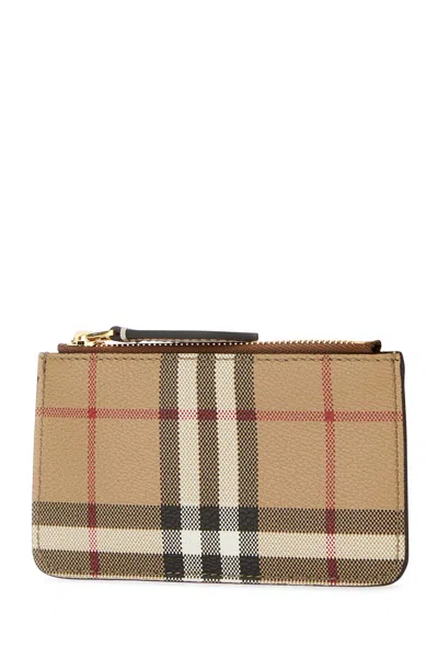 Burberry Check Pattern Card Holder In Brown