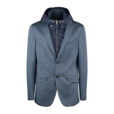 Etro Blue Blazer With Removable Bib In Blue