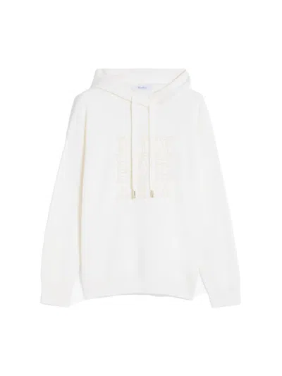 Max Mara Pamir Hooded Wool Sweatshirt In White