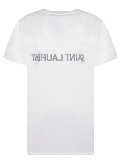 Saint Laurent Reverse Logo T-shirt In White