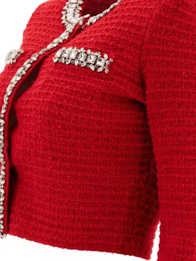 Self-portrait Waffle Knit Crystal Embellished Cardigan
