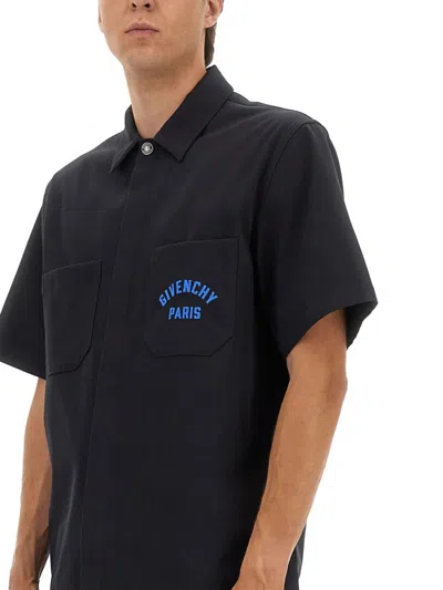 Givenchy Short Sleeves Chest Pockets Shirt In Black