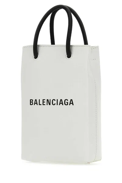 Balenciaga White Leather Phone Case In White
