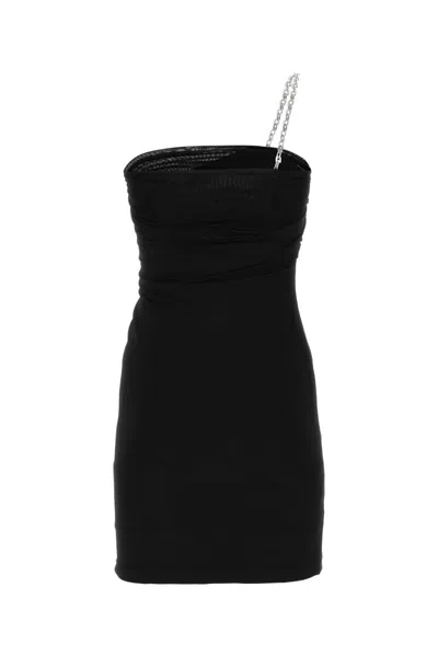 Givenchy Black Strapless Draped Dress With Chain In Polyamide Woman In Black