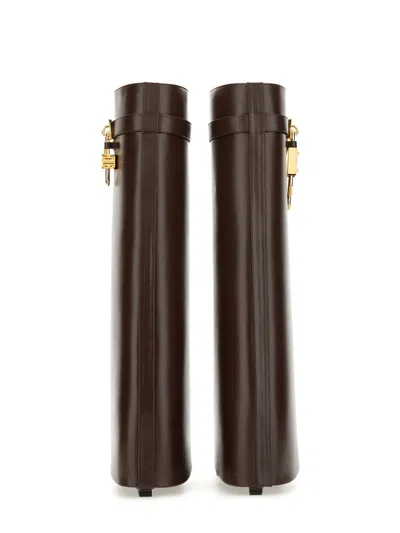 Givenchy Shark Lock Boots In Leather In Brown