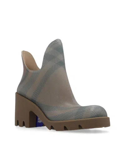 Burberry 65mm Marsh Checked Rubber Boots In Brown