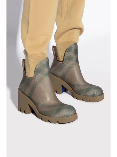 Burberry 65mm Marsh Checked Rubber Boots In Brown