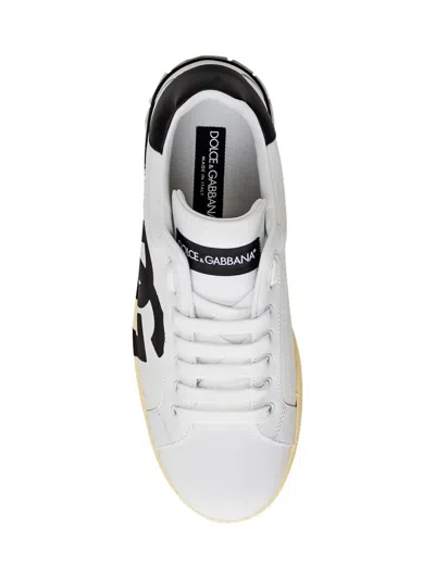 Dolce & Gabbana Calfskin Nappa Portofino Sneakers With Dg Logo Print