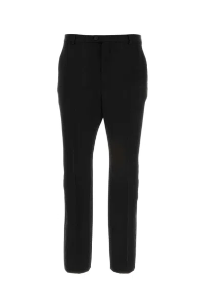 Saint Laurent Pantalone In Lana Nera Uomo In Black