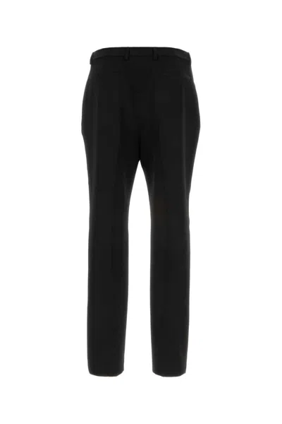 Saint Laurent Pantalone In Lana Nera Uomo In Black