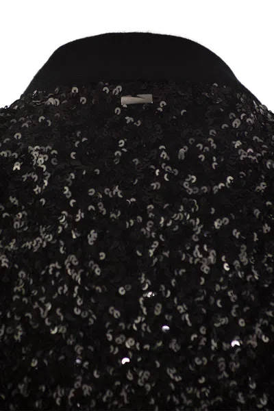 Herno Sequin-embellished Bomber Jacket In Black