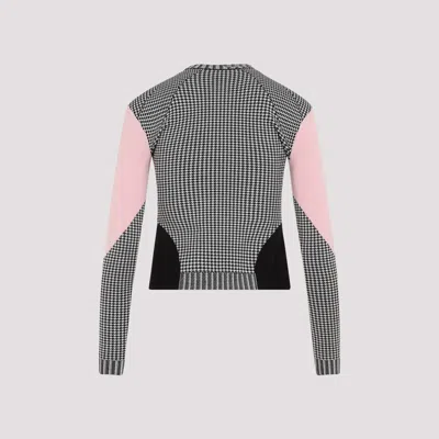 Alexander Mcqueen Black White Pink Wool Pullover In Blue