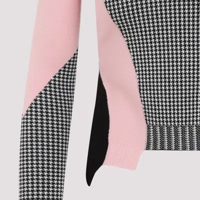 Alexander Mcqueen Black White Pink Wool Pullover In Blue