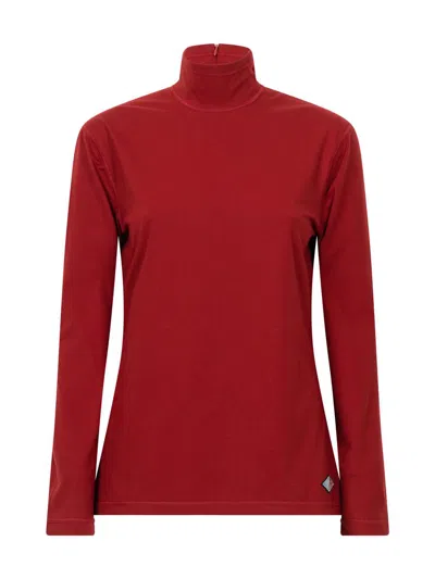 Bottega Veneta Stretch Cotton Jersey Turtleneck Top Clothing In Red