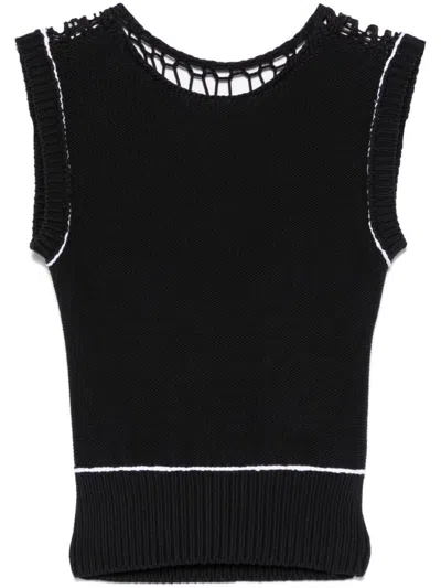 Mm6 Maison Margiela Mm6 By Maison Margiela Black Fitted Top In Black