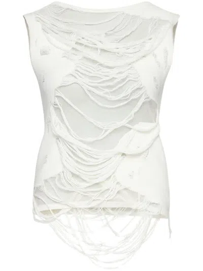 Mm6 Maison Margiela Mm6 By Maison Margiela Layered Distressed Fabric Sleeveless Top