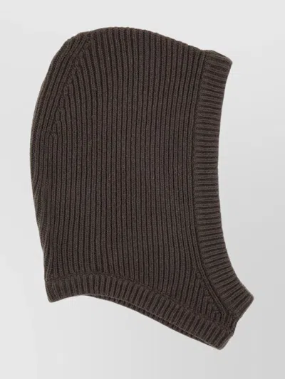 Rick Owens Stretch Ribbed Texture Hat In Brown