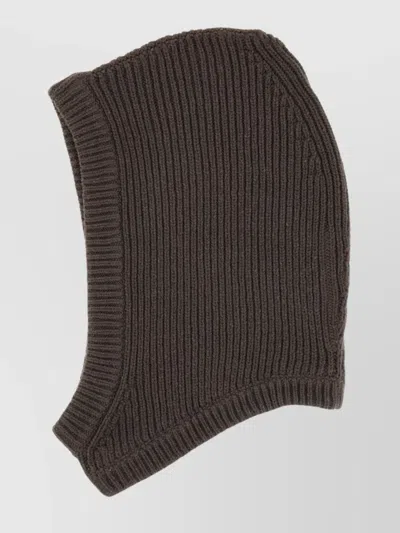 Rick Owens Stretch Ribbed Texture Hat In Brown