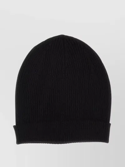 Rick Owens Ribbed Texture Folded Brim Hat In Black