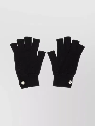 Rick Owens Knuckle Buttoned Ribbed Fingerless Gloves In Black