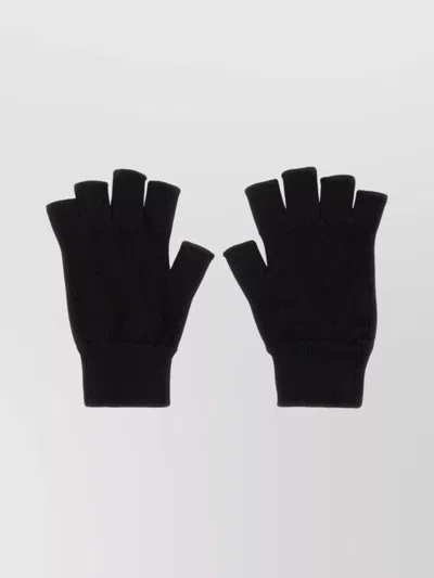 Rick Owens Knuckle Buttoned Ribbed Fingerless Gloves In Black