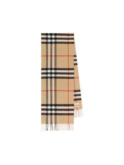 Burberry Check Cashmere Scarf In Brown
