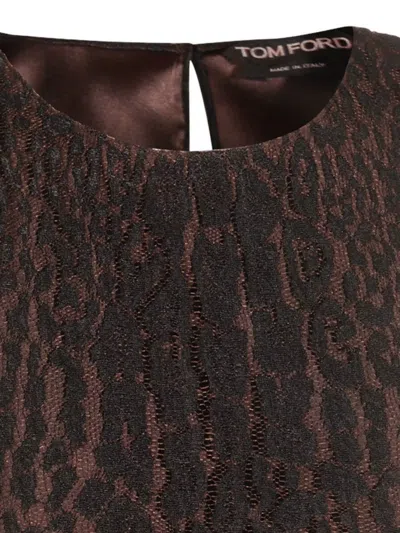 Tom Ford Sleeves And Animal Print Top In Brown