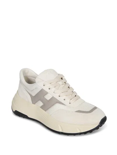 Hogan Beige Sneakers With Padded Ankle And Logo Accents