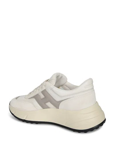 Hogan Beige Sneakers With Padded Ankle And Logo Accents