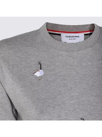 Thom Browne Knitwear Crewneck Embroidered Short Sleeves In Gray