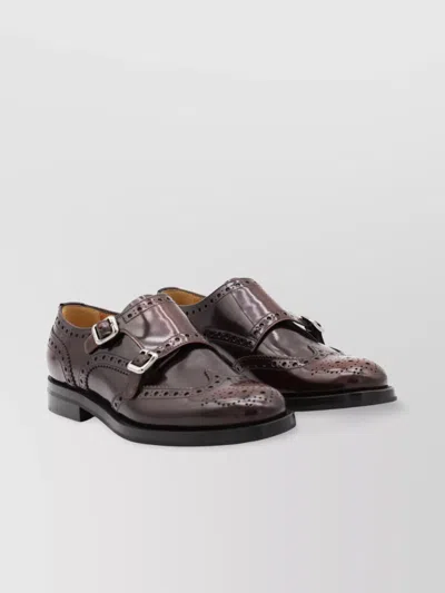 Church's Lace-up Brogue Leather Sole Round Toe Shoes In Brown
