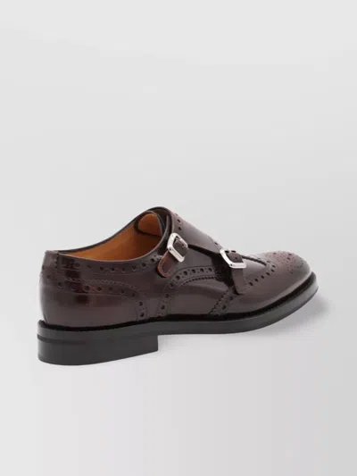Church's Lace-up Brogue Leather Sole Round Toe Shoes In Brown