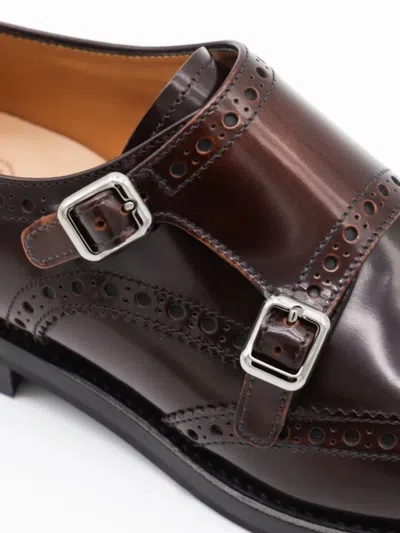 Church's Lace-up Brogue Leather Sole Round Toe Shoes In Brown