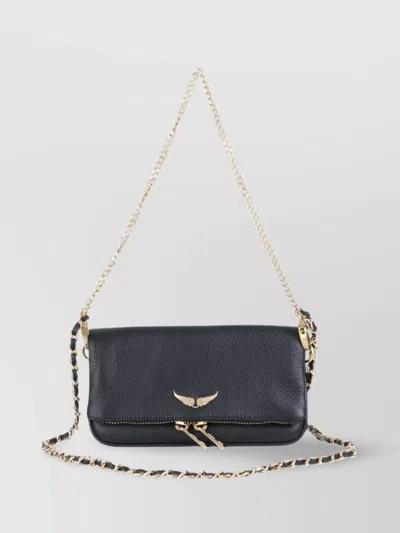 Zadig & Voltaire Leather Chain Strap Zip Pocket Shoulder Bag