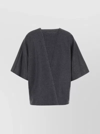 Mm6 Maison Margiela Dark Grey Wool Top In Gray