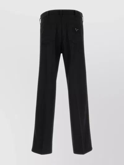 Prada Pantalone In Gabardine Nero Uomo In Black