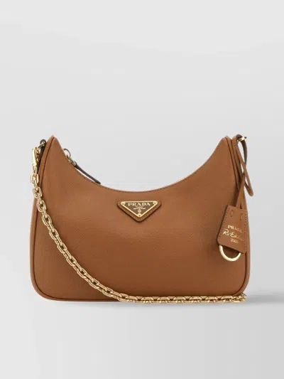 Prada Women Camel Leather Re-edition 2005 Shoulder Bag